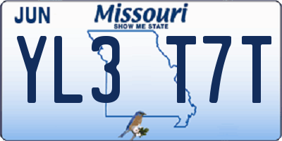 MO license plate YL3T7T