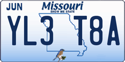 MO license plate YL3T8A
