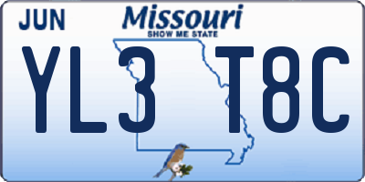 MO license plate YL3T8C