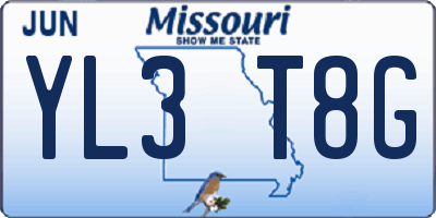 MO license plate YL3T8G