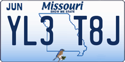MO license plate YL3T8J