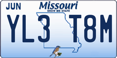 MO license plate YL3T8M