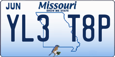 MO license plate YL3T8P