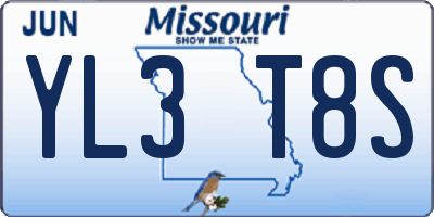 MO license plate YL3T8S