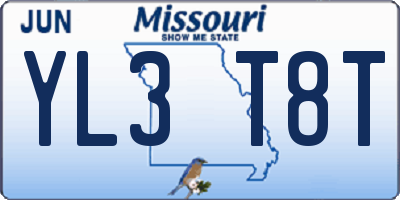 MO license plate YL3T8T