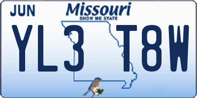 MO license plate YL3T8W