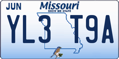 MO license plate YL3T9A