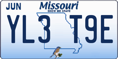 MO license plate YL3T9E