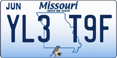 MO license plate YL3T9F