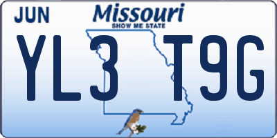 MO license plate YL3T9G