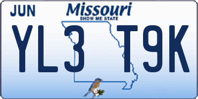 MO license plate YL3T9K