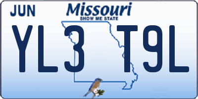 MO license plate YL3T9L