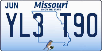 MO license plate YL3T9O