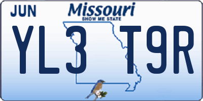 MO license plate YL3T9R
