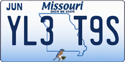 MO license plate YL3T9S