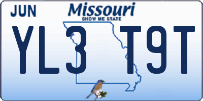 MO license plate YL3T9T
