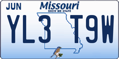MO license plate YL3T9W