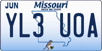 MO license plate YL3U0A