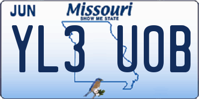 MO license plate YL3U0B