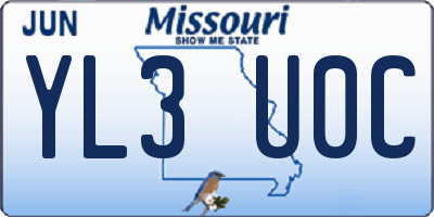 MO license plate YL3U0C
