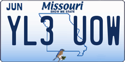 MO license plate YL3U0W