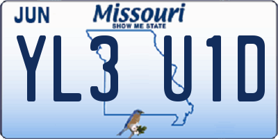 MO license plate YL3U1D