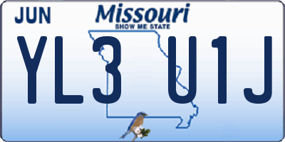 MO license plate YL3U1J