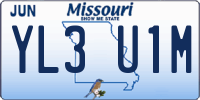 MO license plate YL3U1M