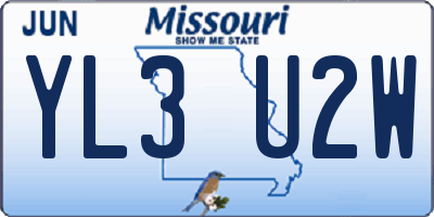 MO license plate YL3U2W