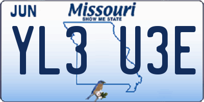 MO license plate YL3U3E