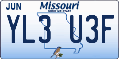 MO license plate YL3U3F