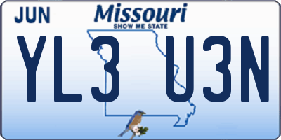 MO license plate YL3U3N