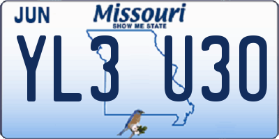 MO license plate YL3U3O