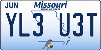 MO license plate YL3U3T