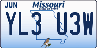 MO license plate YL3U3W