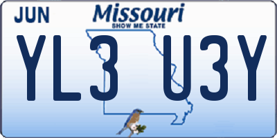 MO license plate YL3U3Y