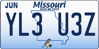 MO license plate YL3U3Z