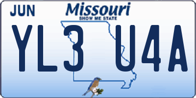 MO license plate YL3U4A