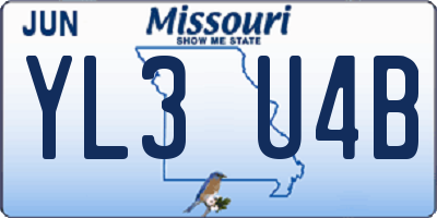 MO license plate YL3U4B