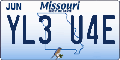 MO license plate YL3U4E
