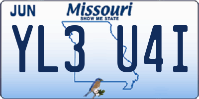 MO license plate YL3U4I