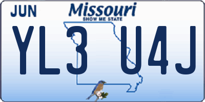 MO license plate YL3U4J
