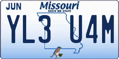 MO license plate YL3U4M