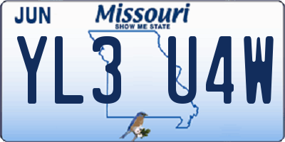 MO license plate YL3U4W