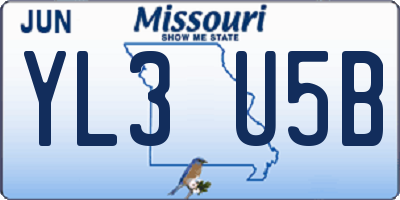 MO license plate YL3U5B