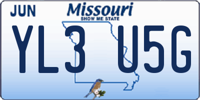 MO license plate YL3U5G
