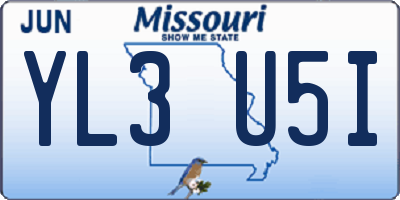 MO license plate YL3U5I