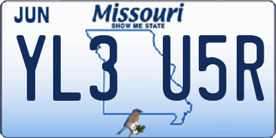 MO license plate YL3U5R