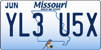 MO license plate YL3U5X
