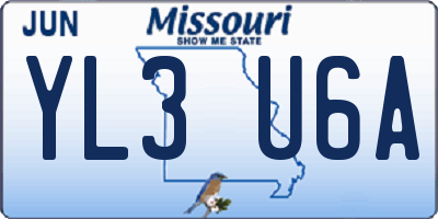 MO license plate YL3U6A